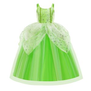 Halloween Green Elf Dress Princess Tianna Tinker Bell Childrens Dress Cos Costume