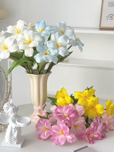 Open Tulips Artificial Flowers InsStyle Real Touch Gradient Color Faux Tulip Stems for Home Living Room Wedding Decor Photo Prop Multi-Color Available