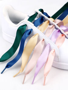 Silk Ribbon Shoelaces Wide Womens Style Satin Surface Black White Beige Silk Ribbon Shoe Ties Smooth Silk Accessories