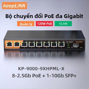 Switch Quản Lý Đa Gigabit 9 Cổng KeepLink 8x 2.5Gbps PoE 1x 10Gbps SFP+ Uplink Với Hỗ Trợ VLAN QoS