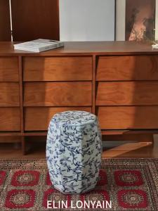ELIN LONYAIN | Hand-painted Underglaze Blue and White Porcelain Bench