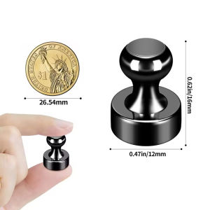 20Pcs Black Heavy Duty Powerful Magnetic Magnet Push Pin Strong Magnets for Refrigerator Whiteboard Office Kitchen Map Use