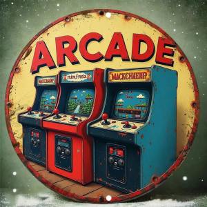 CIFbuy | CIFBUY Vintage Metal Wall Art Retro Arcade Tin Sign 2D Flat Game Room Bar Cafe Decor Durable Cool Gift for Gamers 20x20cm