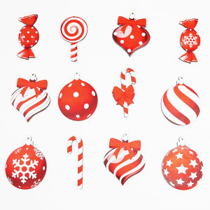 (12 Pcs/bag) Christmas Colorful Wooden Lollipop Candy Decoration Xmas Tree Hanging Decorations Holiday Party Painting Materials