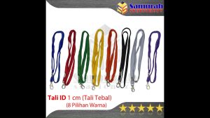 Tali ID Card 1 cm Model Kait Besi / bahan Tali Sepatu Tebal ada 8 warna / Gantung Leher Per Pcs
