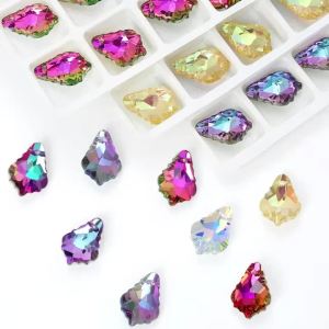 12 Chiếc 11X16 Mm Pha Lê 6090 Baroque Mặt Dây Chuyền Rời Hạt Kim Cương Giả Quyến Rũ Cho DIY Trang Sức Làm Bông Tai Vòng Cổ Thanh Lịch Kính Áo