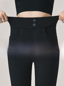 miiow | Womens Magic Pants High Waist Thickened Fleece Autumn Winter Black Elastic Slim Fit Pencil Pants Cat Person MiiOW HS-H01