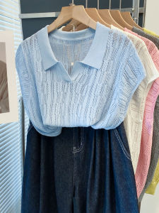 JIANDIYA | Lace Hollow Polo Neck Sweater Female Casual Loose Lazy Wind Summer Wear