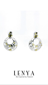 LENYA ต่างหูบุษราคัม เสริมความโชคดี มั่งคั่ง ปัญญา ขนาด 2 มิล ตัวเรือนเงินแท้925 ชุบทองคำขาว