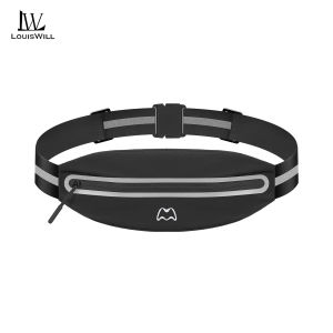 LouisWill Sports Bag Men Women Multi Functional Waist Bag Adjustable Running Pouch Runners Belt Workout Bags Elastic Belt Reflective Strip Slim Phone Holder Fanny Pack Waterproof Running Belt For Workout Gym Cycling