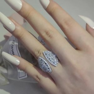 Hợp Thời Trang Vỏ Sò Màu Bạc Nhẫn Nữ Thời Trang Dễ Thương Mở Nhẫn Đính Đá Cubic Zirconia Cổ Điển Phong Cách Cocktail Đảng Tặng Bộ Trang Sức