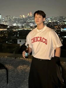 White High Gramage Pure Cotton Short Sleeve T-Shirt Mens Summer New Loose Trendy Brand Trend Letter Upper Apparel