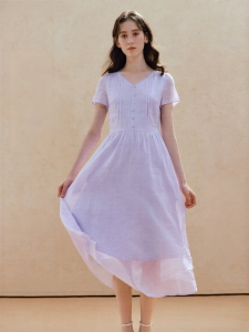 INMAN | French Style V-Neck Bow-Waist Dress