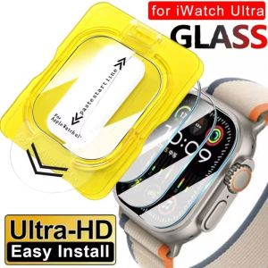 3Pcs For Apple Watch Ultra Series Tempered Glass Film with Dust Free Chamber Applicator Bubble Free Smooth Touch Anti Scratch