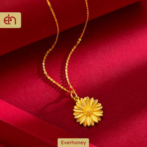 Chic 916 Gold Chain Link Necklace for Girls - สร้อยคอจี้ดอกทานตะวันสำหรับผู้หญิง
