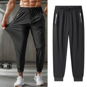 กางเกงกีฬาผู้ชายแบบมีเชือกผูกเอว ระบายอากาศ แห้งเร็ว มีซิปกระเป๋า เหมาะสำหรับวิ่ง บาสเก็ตบอล และออกกำลังกายกลางแจ้ง