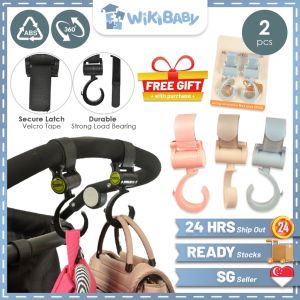 *2 PCS* Baby Stroller Hook | Heavy Duty Velcro | 360 Swivel Hanger Multipurpose Hooks Accessories 3KG | Carriage Hook Hanger | Sturdy and Long Lasting | Wikibaby