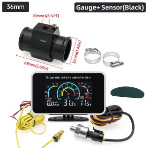 RYSJM | 3 IN 1  LCD Car Gauge Water Temperature Gauge + Oil Press Gauge + Voltmeter to 12/24V Cars and Ship with Tempe Sensor Adapter