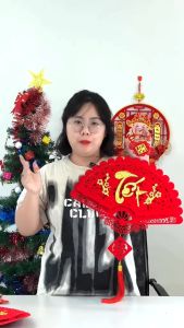 Khánh Nhung Đỏ Trang Trí Tết Khánh Quạt Khánh Vuông Treo Decor Tết