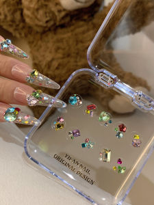 Yifannail Summer Candy Soda Manicure Jewelry Material Package Dopamine Color Pointed Nail Art Pile Rhinestone P93