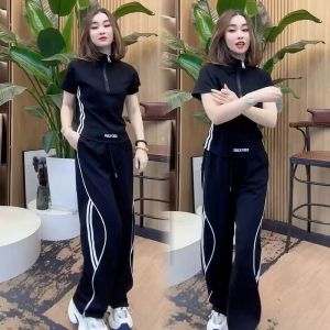 QIAOXIZI | Large Size Fashionable Sport Set Spacious and Slender Straight Trousers
