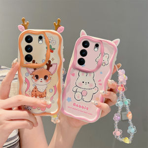 Ready Stock Casing VIVO V29e V29 V27 V27e V25e V25 Pro V23 V23e 4G 5G Funny Cute Paintings Ears Cartoon Phone Case with Bracelet Lens Protection Shockproof Soft Back Cover
