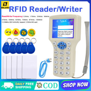 Boland RFID Reader Writer Duplicator 10 Frequency NFC Smart Card Programmer 125KHz 13.56MHz Encrypted Decoder Writable Key Cards USB Connection To Computer