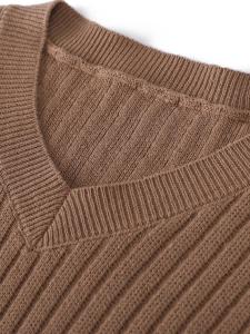 Thickened Long Sleeve V-Neck Knitted Sweater Pure Cotton Yarn Womens Pullover Inner Wear Solid Color Base Shirt Korean Style