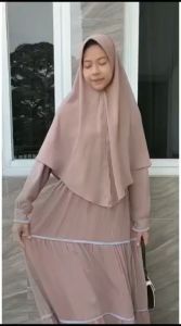 Gamis Wolfis Susun Set Hijab Revi Pet Anthem/ Gamis Wolfis Syari Set Hijab