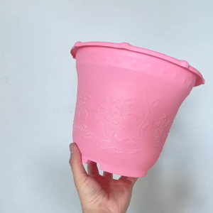 กระถางต้นไม้ กระถางต้นไม้พลาสติก 7.5*9 นิ้ว แพ็ค 12ใบ คละสี กระถางพลาสติก ทรงกลม มีรูระบายน้ำ