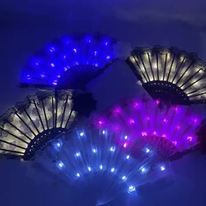 LED Luminous Foldable Fan Glow Dancing Light Hand Fan Night Performance Party Decoration Glow In The Dark Supplies Decor