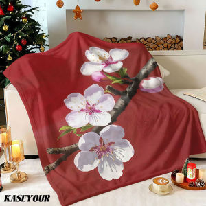 Beast Kingdom | Vintage Cherry Blossom Winter Summer Flannel Blanket Throw Fleece Soft Fuzzy Plush Cozy Fleece Blankets for Sofa Ideal Gifts