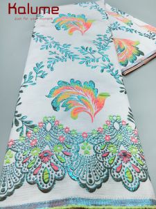 African Damask Nigerian Tulle Lace Fabric 2025 High Quality Embroidery Party Gown Dress Brocade Jacquard Wedding 5Yards F3895