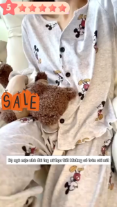 Bộ Pijama mặc bầu và sau sinh có thiết kế cho con bú chất coton siêu mềm mát Pj11