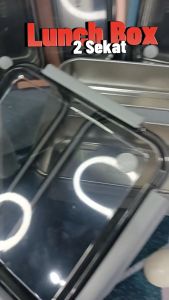 Lunch Box / Kotak Bekal Stainless 1200ML 2 Sekat Free Sendok&Garpu Kotak Bekal Kh0036 -UHS