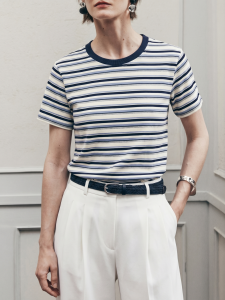Basic House | Contrast Stripe Round Neck Regular Shoulder Youthful T-Shirt