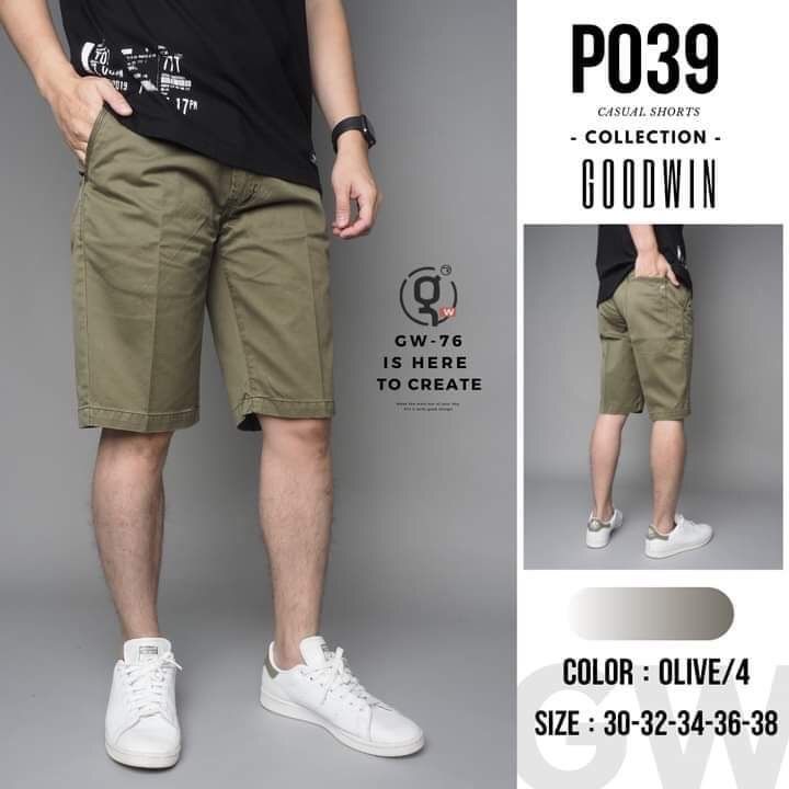 Goodwin P039 กางเกงขาสั้น ผู้ชาย กางเกงผ้าคอตตอน ไซร้ 30-38 | Lazada.co.th