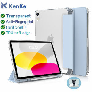 Ốp lưng kenke iPad Vỏ cứng mờ trong suốt gấp ba lần Có khe cắm bút chì (cạnh trái) cho iPad thế hệ thứ 10 ipad mini 6 ipad 2022 M2 pro 11 ipad mini 5 ipad 7 8 9 gen 2020 ipad gen 5th 6 ipad Air 4 air 5 case 2021 smart case