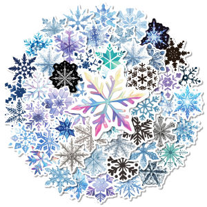 50pcs Christmas Snowflakes Winter Romance Cartoon Stickers DIY Phone Guitar Laptop Notebook Suitcase Waterproof Sticker Kids Toy