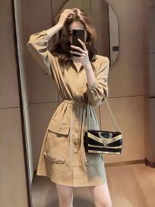 QFN | Elegant & Slimming Womens Dress Khaki Early Autumn Long Sleeve