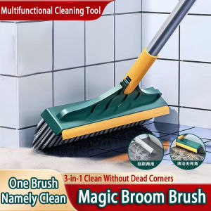 Magic Broom Brush 3 In 1 Floor Cleaning Brush Gap Scrub Brush Tile Kitchen Bathroom Glass Toilet Floor Tile Gap Cleaning V Shape With Scraper Berus Cuci Tandas 多功能清洁地刷
