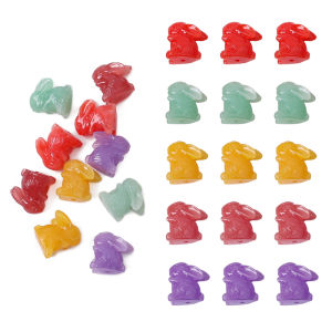 2-6pcs 16x14mm Rabbit Shape Synthetic Resin Straight Hole Charm Beads For DIY Jewelry Making