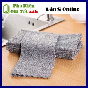 Khăn Lau Chén MÀU GHI Siêu Thấm Hút - Khăn Lau Vuông Sợi Than Tre Màu Xám Không Đổ Lông - Khăn Lau Đa Năng Nhà Bếp Mềm Mịn Dễ Giặt sạch