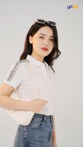 Áo polo nữ Yody áo thun có cổ nữ vải cafe dệt tổ ong phối dây dệt ở vai chổng tia UV không bám mùi khô nhanh APN7028