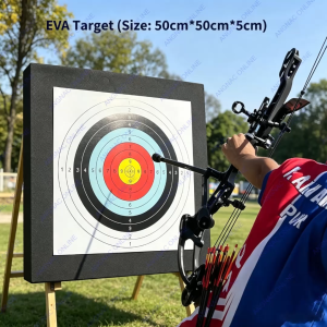 50x50cm EVA Foam with 1 Piece Target Paper 5cm Thick Reusable Replaceable Target Board for Indoor Outdoor Practice