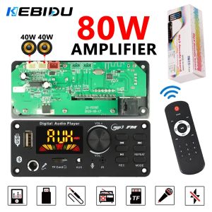 KEBIDU | KEBIDU 80W Amplifier Bluetooth MP3 Decoder Board DIY Home MP3 Player Car FM Radio Music Module USB Mic Record Call For Speaker