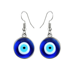 Classic Blue Eye Glass Dome Pendant Earrings For Women Turkish Amulet Jewelry Gifts