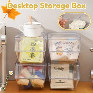 Clear Storage Box Acrylic Tea Bag Storage Home Desktop Flip Dustproof Candy Storage Container Box