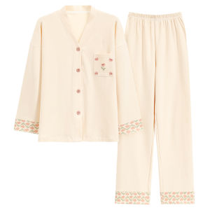 Váy ngủ nữ MiiOW Cat Person làm bằng vải cotton dài tay có áo khoác phong cách nhẹ nhàng