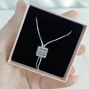 SO SEOUL Sequoia Cubie 3D Rubik Cube Aurore Boreale Austrian Crystal Adjustable Long Lariat Necklace